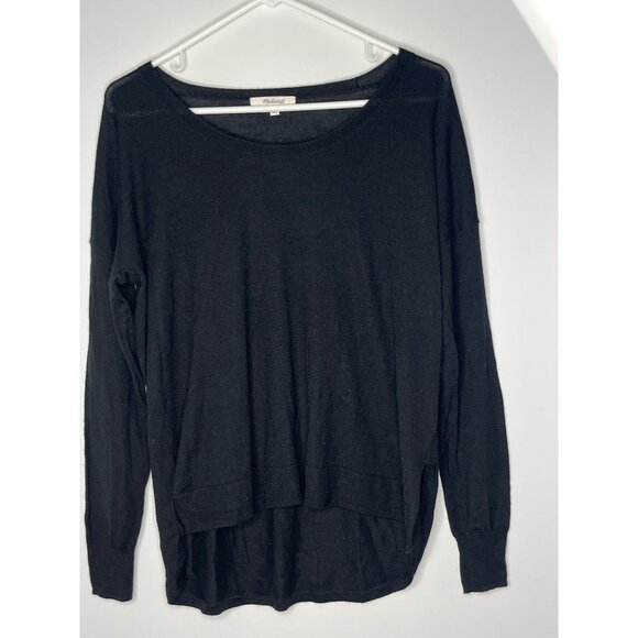 Madewell Southstar Merino Wool Blend Pullover Fine Knit Sweater Black Size Small - Picture 3 of 9
